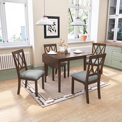 Merax Wood Farmhouse Upholstered Dining Chair Set of 2, Brown
