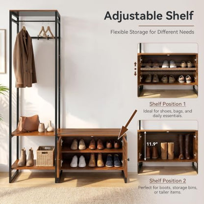 43.4’’W Hall Tree with Storage,Mudroom Bench with Storage and Hooks