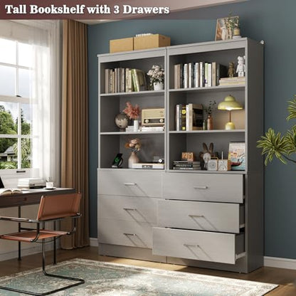 Aheaplus 23.6" Closet Drawers System, Closet System with 3 Drawers, Grey
