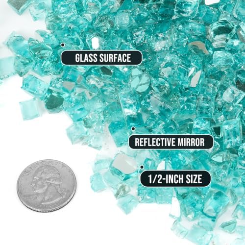 Skyflame 1/2-Inch Caribbean Blue Reflective Fire Glass, 10 Pound