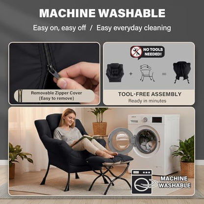 Lazy Chair with Ottoman,Comfy Accent Living Room Chair with Footrest Set