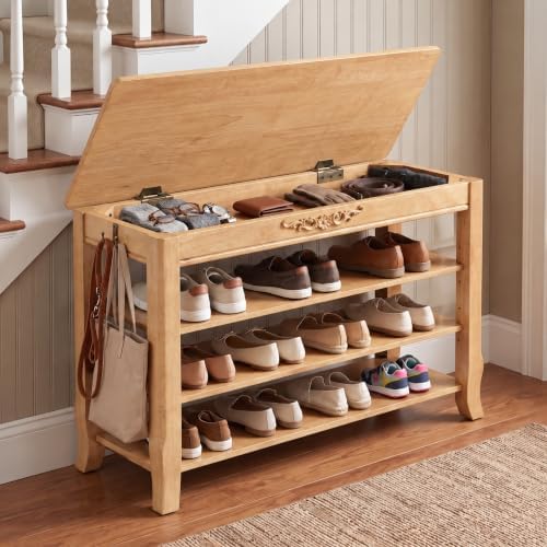 Shoe Storage Bench Shoe Rack Bench with Storage 3 Tier Wooden Shoe Bench
