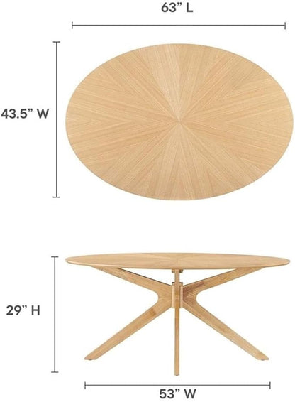 Modway EEI-3848-OAK Crossroads 63" Oval Wood Dining Table, Oak