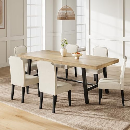 Garvee 79" Rectangular Dining Table, Modern Kitchen Table, Natural