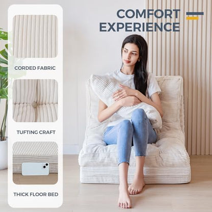 MAXYOYO Folding Sofa Bed, Convertible Chair Couch, Tufted Bean Bag Sofa
