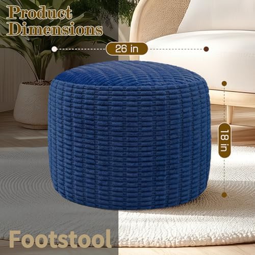 Round Corduroy Footstool Pouf for Couch
