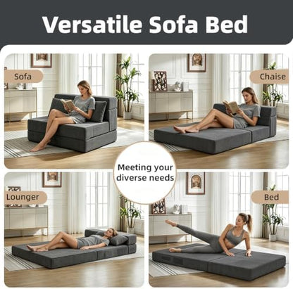 Folding Sofa Bed, Convertible Sleeper Chair Bed with Pillow