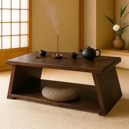 Folding Japanese Low Floor Table, Small Wooden Meditation Altra Table