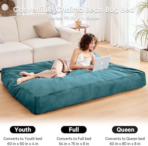 Bean Bag Chairs for Adults - Giant Bean Bag Convertible Floor Sofa