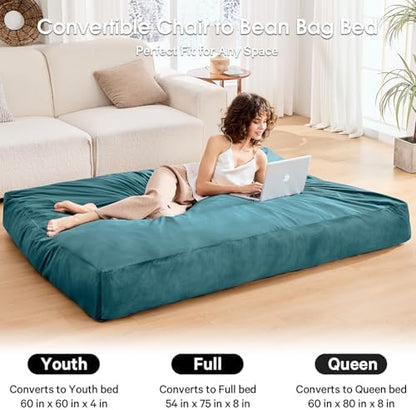 Bean Bag Chairs for Adults - Giant Bean Bag Convertible Floor Sofa