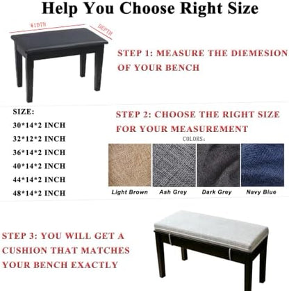 Piano Bench Cushion 36x14 Inch for Indoor with Non Slip Bottom,Light Brown
