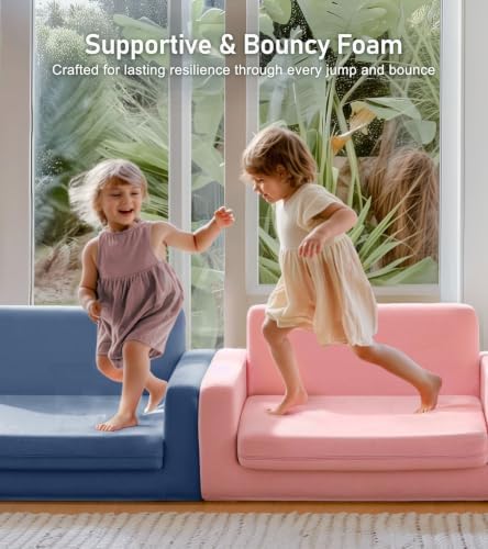 little dove 3-in-1 Extra Wide Convertible Kids Couch, Flip Open Kid Sofa, Machine-Washable Kid Couch for Girls, Kids Sofa for Fun Playtime, Dark Blue