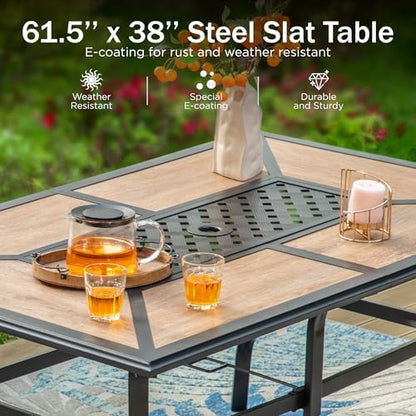 PHI VILLA 7 Pieces Outdoor Dining Set for 6, Swivel Chairs