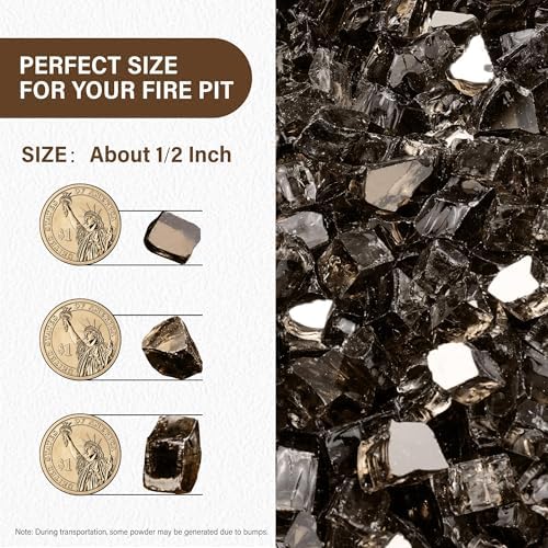 NUPICK 5 Pound Fire Glass, 1/2 Inch Reflective Fire Pit Glass