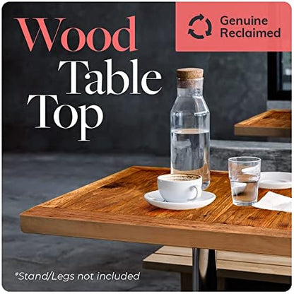 Reclaimed Wood Table Top - Rustic Recycled Solid Wooden Piece Perfect for Signs, Counters, Kitchens Table Tops (Reclaimed Wood Tabletop with Breadboard Ends, 24" x 30")