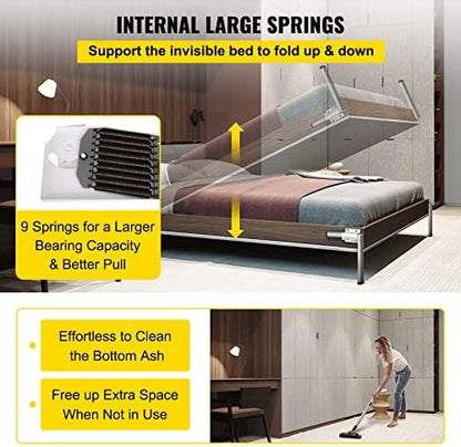 Happybuy Murphy Mounting Wall Springs Mechanism Heavy Duty Support Hardware DIY Kit for King Queen Bed (Vertical), White