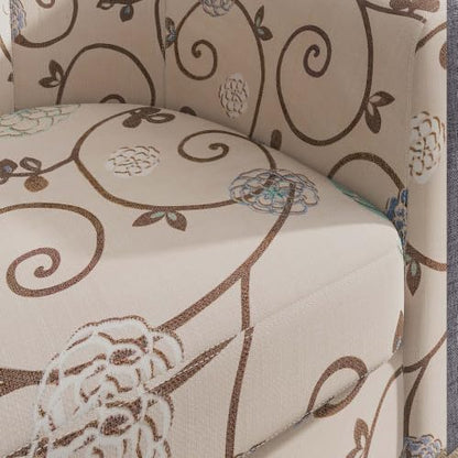 BELLEZE Living Room Chairs Set of 2, Linen Round Accent Barrel Chairs, Club Tub Sofa Chairs for Bedroom, Corner Chairs with Flared Legs and Cozy Soft Padding - Highland (Floral Print)