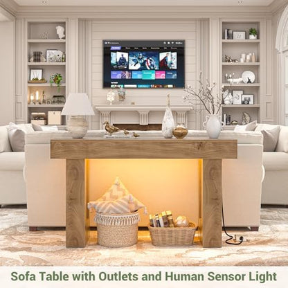Unikito 47" Entryway Table with Sensor Light & AC Outlets with USB-C Ports
