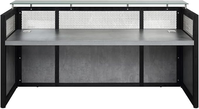NBF Reception Desk Front Counter Workstation for Office Lobby Reception Area, 87" W x 30" D, Gray, District Collection