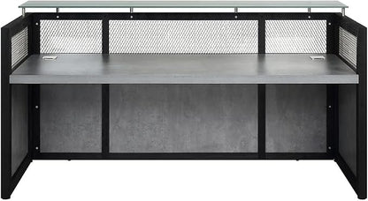 NBF Reception Desk Front Counter Workstation for Office Lobby Reception Area, 87" W x 30" D, Tan, District Collection