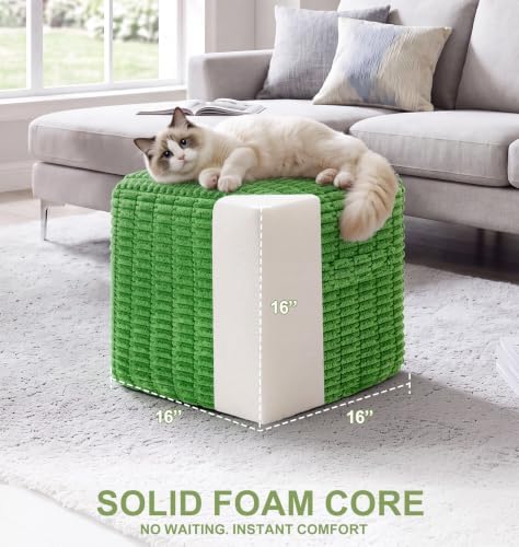 Hobestluk Pouf Ottoman Foot Rest Stool Under Desk Square16 Inch Green