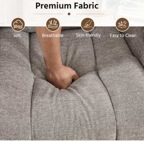 HAOMARKETS 2-Piece Manual Recliner Loveseat Sofa Set, Breathable Fabirc2-Seater Set of 2 for Adults, Overstuffed Reclining Couches with Cup Holders and Center Console for Living Room, Light Grey