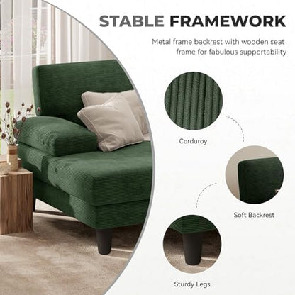 U-Shaped Sectional Sofa for Living Room, Modern Modular Sofa with Double Chaise, Classic Lounge Couch Sleeper for Apartment, Forest