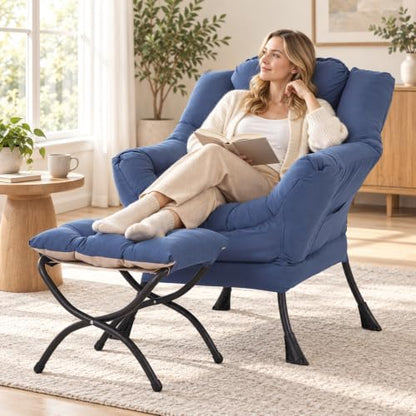 Lazy Chair with Ottoman,Comfy Accent Living Room Chair with Footrest Set