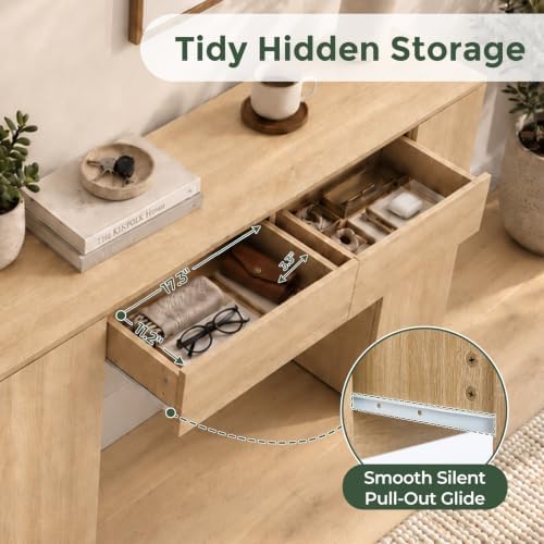 63" Entryway Table Console Table with Drawers & Hidden Cabinets