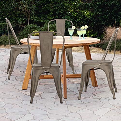 FDW Metal Dining Chairs Set of 4, Stackable, 18 Inch Seat Height