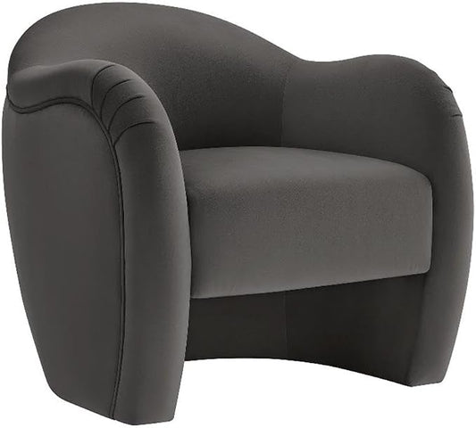 Modway Compose Barrel Chair with Performance Velvet Fabric in Storm Gray – Upholstered Accent Armchair with Curved Backrest – Cozy Lounge Chair for Reading – Round Comfy Single Sofa Club Chair