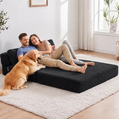 Folding Sofa Bed Convertible 4 in 1 Sleeper Chair Black Full XL