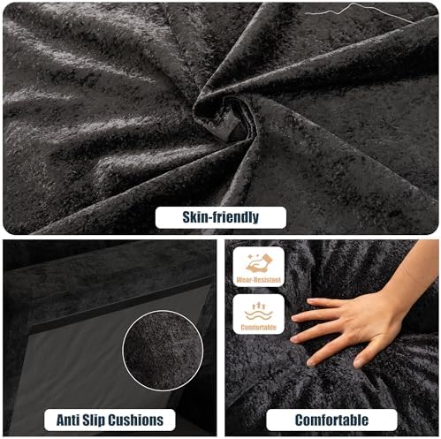 Sectional Couches for Living Room, 106 in U Shaped Couch Soft Sectional Sofa with Double Chaise, Comfortable 4 Seat Couch (Black)