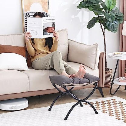 LITA Folding Ottoman, Foldable Footrest Stool, Portable Small Foot Stool for Couch, Collapsible Foot Rest Ottoman for Sofa, Accent Padded Ottomans for Lazy Chair, Living Room, Bedroom