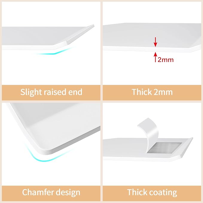 MKO 16" Floating Shelves for Wall, Metal Wall Mounted Shelf for Bathroom, Bedroom, Living Room, Kitchen, Hanging Shelves for Books/Storage/Room Decor 2 Packs, White