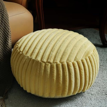 Round Floor Pouf Cover Storage Ottoman Foot Rest, Yellow