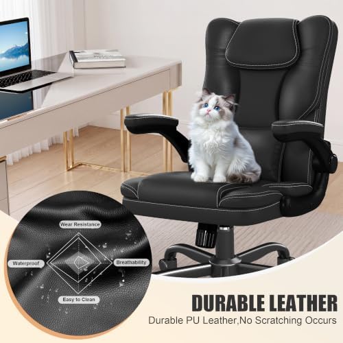 Executive Office Chair Flip Up Arms Lumbar Support Home Office Desk Chair