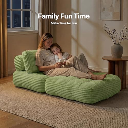 Claiks Boneless Chair Folding Sofa Bed, Sleeper Chair, Green, Single