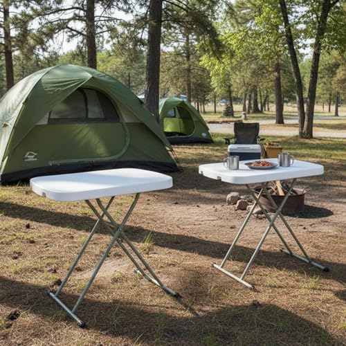 Lavish Home Indoor & Outdoor Portable Folding Table Set of 2, White, 25.5”