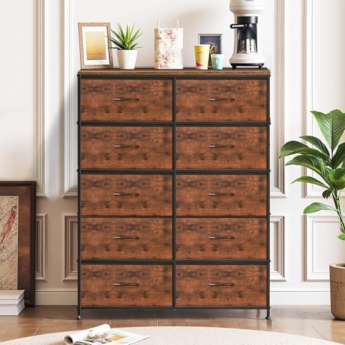 10-Drawer Dresser for Bedroom, Anti-Tip Tall Storage Organizer