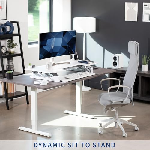 VIVO Dual Tier Standing Desk Converter, 48" White Top