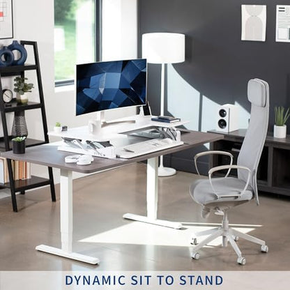 VIVO Dual Tier Standing Desk Converter, 48" White Top