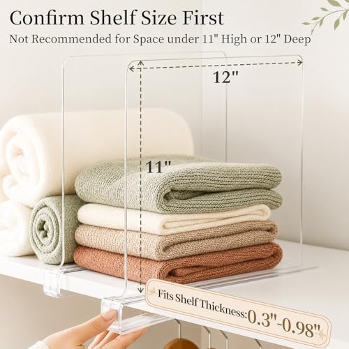 Shelf Dividers Purse Organizer for Closet: 11" Tall (Extra Tall)