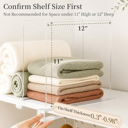 Shelf Dividers Purse Organizer for Closet: 11" Tall (Extra Tall)