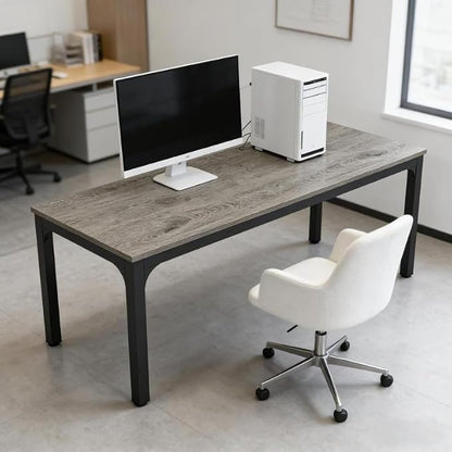 Practical Computer Desk,Rectangle Conference Table,Executive Desk(Only Table) (Black+ Gray + MDF+Iron)
