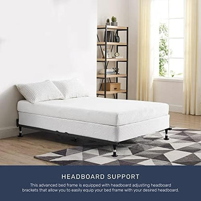 Greaton, Advanced Bed Frame, Re-Rolled Rail Steel Provides Required Strength and Durability, Canoe Clips to Secure Cross Arms, Double Riveted 5 Steel Legs Center Support, Full XL