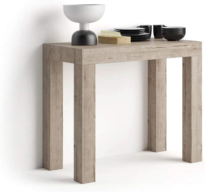 Mobili Fiver, First, Extendable Console Table 17.7(120) x35.4 in, Oak, for 4-14 People, Space-Saving Dining Table, Italian Furniture