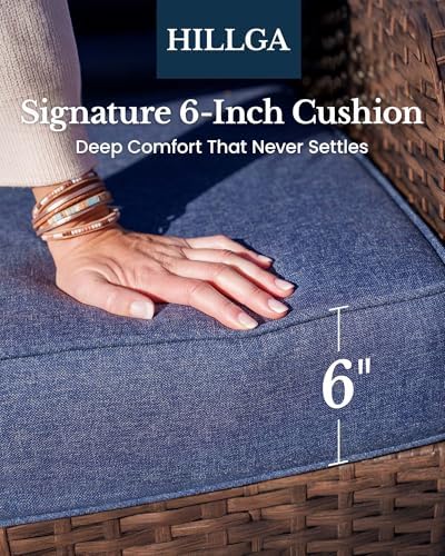 Oversized Loveseat, Outdoor Sofa with High Back and 6-Inch Cushions