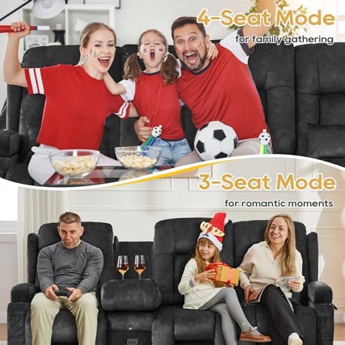 IPKIG Power Loveseat Recliner Sofa with Flip Back Console, 89" - 4 Seat