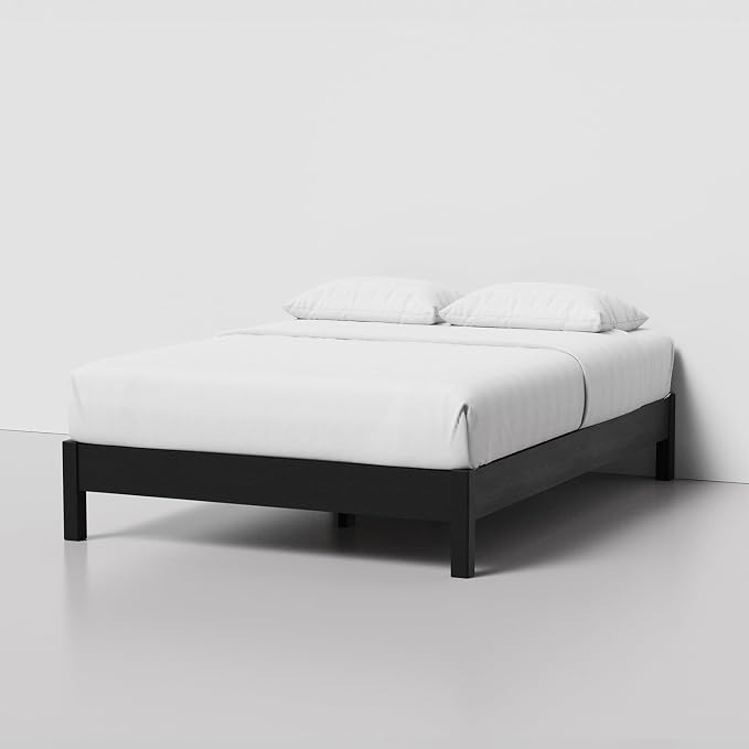 LIFEMENT Full Bed Frame Signature Wood Platform, Noise Free, Under Bed Storage, No Box Spring Needed, Easy Assembly, Black